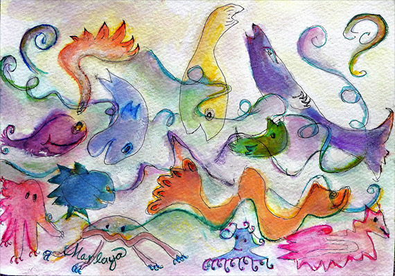 'Fish Freeway' - 6" x 8.5" Water Color